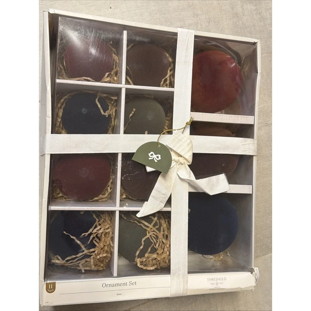 Set of 11 Velvet Christmas Ornaments Red/Green/Brown/Blue - Threshold Studio Mcg